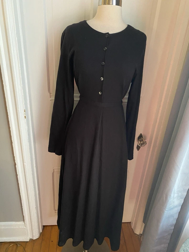 VESTIDO DEPORTIVO JONES NEW YORK LARGO NEGRO AJUSTADO Y ACAMPANADO 100% ALGODÓN - TALLA - ¡ENCANTADOR!! Foto 4 de 4