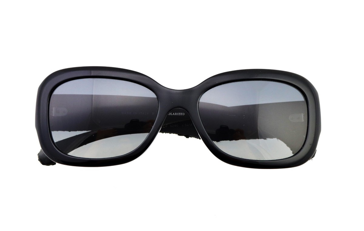 New CHANEL CH 5240 501/T3 55mm Black Tweed Sunglasses Italy 