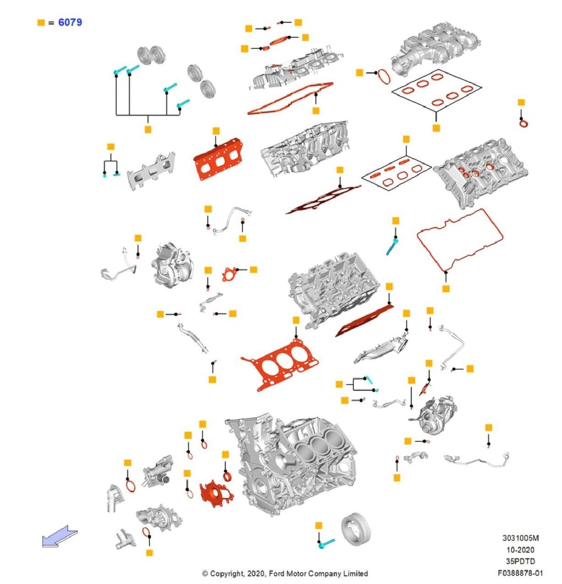 15 thru 20 F-150 OEM Ford 3.5L Turbo Upper Engine Gasket Kit 15 thru 20 F-150 OEM Ford 3.5L Turbo Upper Engine Gasket Kit