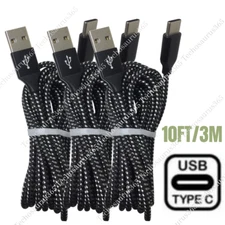 10ft USB C Type C Fast Charger Cable Lot For Samsung Android TypeC Charging Cord