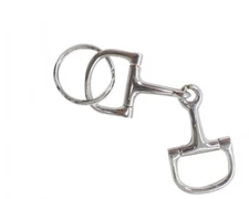 English Saddle Horse D Ring Snaffle Bit Key Ring Silver Metal Key Chain