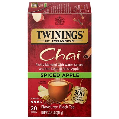 Twinings Spiced Apple Chai Black Tea Bags 20 Count Pack of 6 Caffeinated