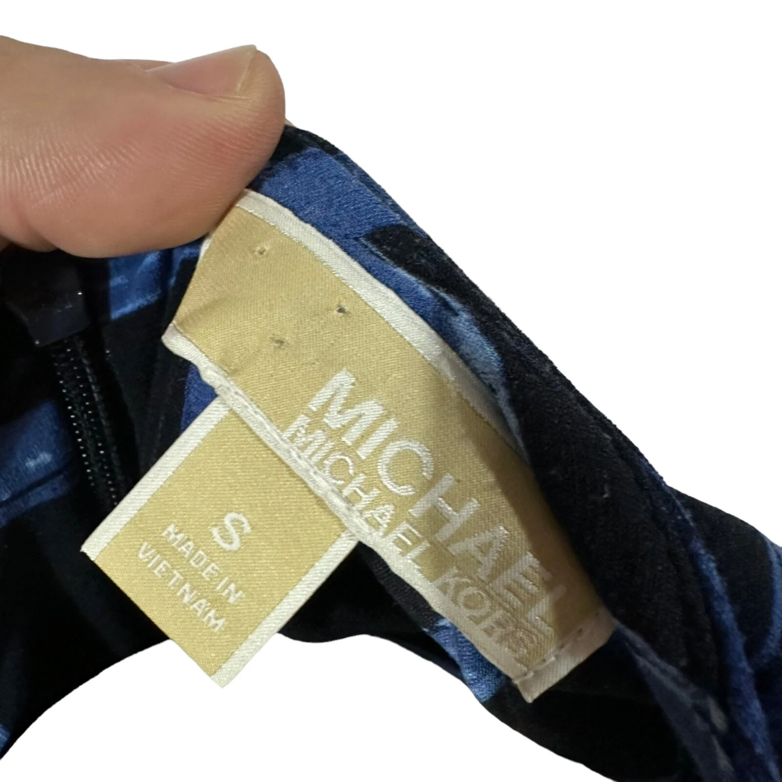 Abito donna Michael Kors nero e blu a quadri taglia S