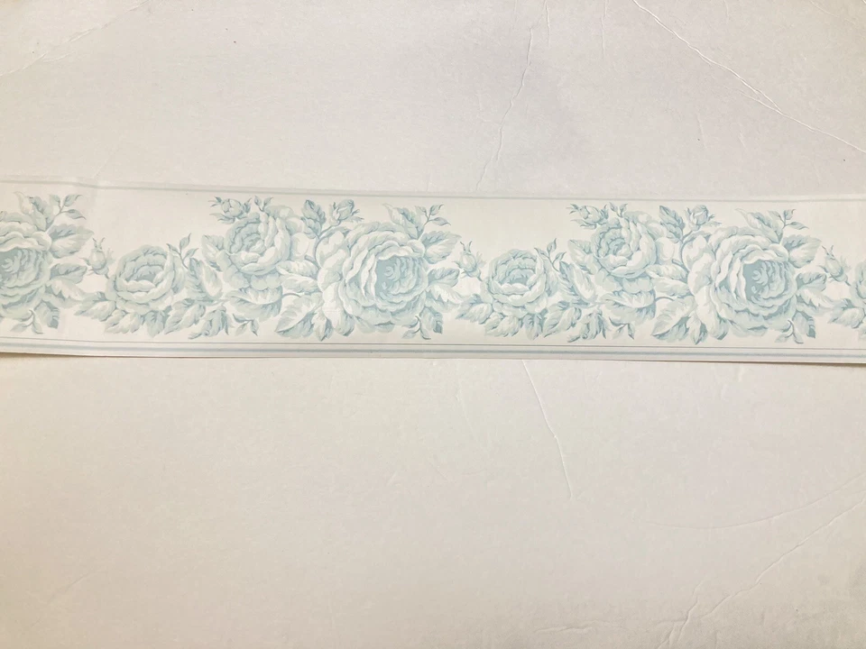 Пастель акварель синий белый роза цветочный обои границы - Изображение 3 из 4