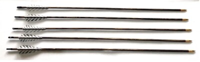 Holzpfeile 30 Zoll, 5/16 Pfile aus Holz mit 4 Zoll Naturfedern barred weiß-grau