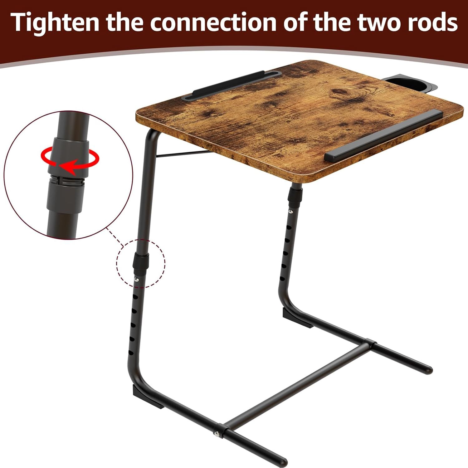 Folding TV Tray Adjustable Dinner - Trays for Eating On Couch Wooden Tables Mate