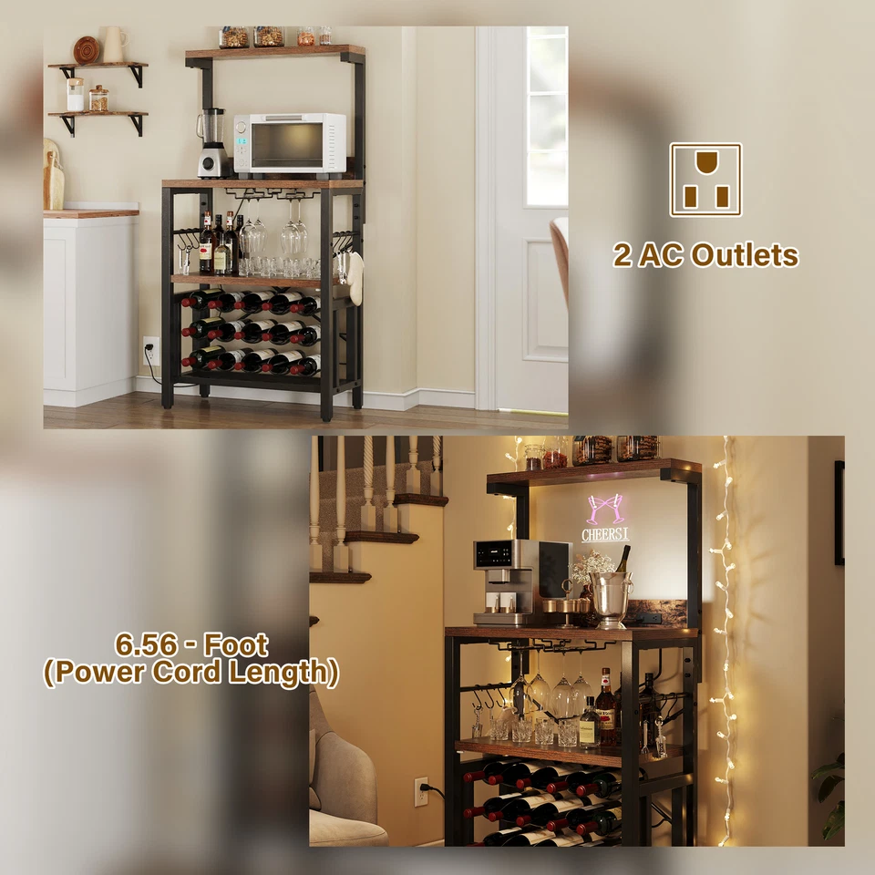 Wine Kitchen rack Table with Glass Holder and Wine Storage Space Saving Cabinet - Image 2 of 4