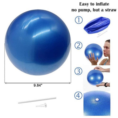 1/2pc Mini Exercise 9 Inch Small Gym Ball with Inflatable Straw for Yoga Pilates - Picture 9 of 15