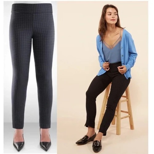 Pantalon Slimming Margaret M - Taille L - Bleu Et Blanc Motif Diamant - Coupe Slim Et Crop