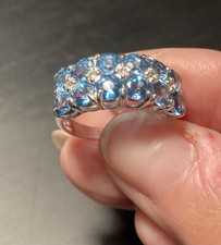 Blue Topaz Sterling Silver Band Ring Sz 8