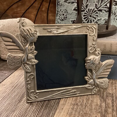 Silver Plated Fairy Pixie Sprite Frame 3 x 3 Photo Macys Vintage Shabby Chippy