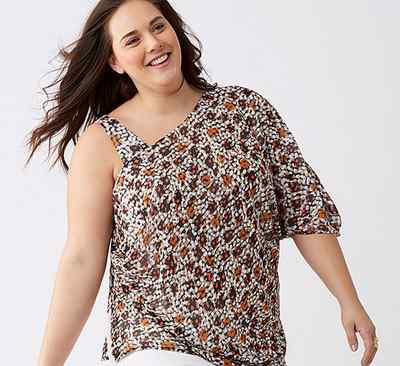 LANE BRYANT Asymmetric Draped Chiffon 
