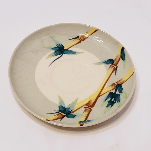 Vintage Weil Ware Pottery Malay Bamboo Demitasse Cup Saucer California Pottery - Picture 2 of 10