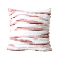 Super Soft Faux Fur Throw Pillow Cover 20x20 20" x 20" Pink Stripe Printing