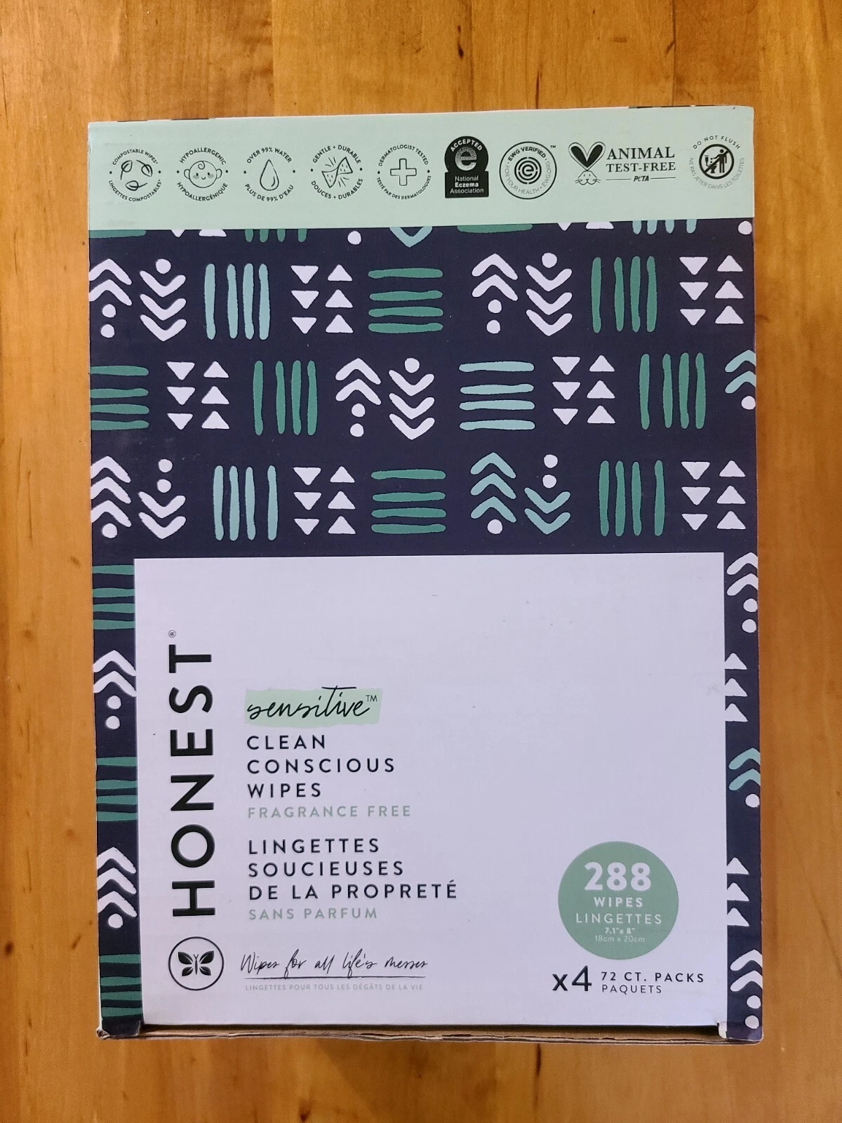 The Honest Company, Plant-Based Baby Wipes, Fragrance-Free, 288 Total 4pk × 72ct