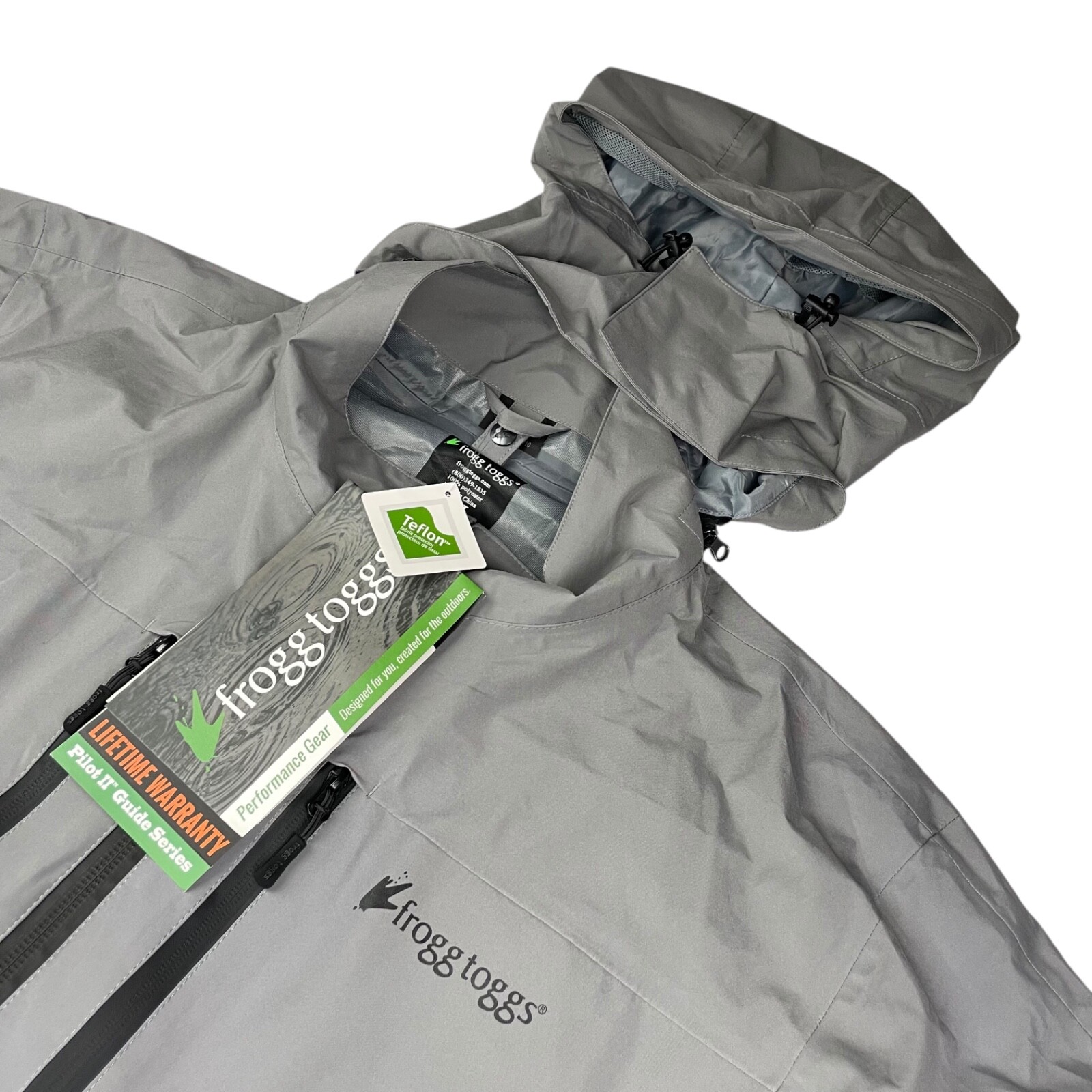 NEW Frogg Toggs Men's Pilot II Guide Series Removable Hood Jacket Gray • 2XL