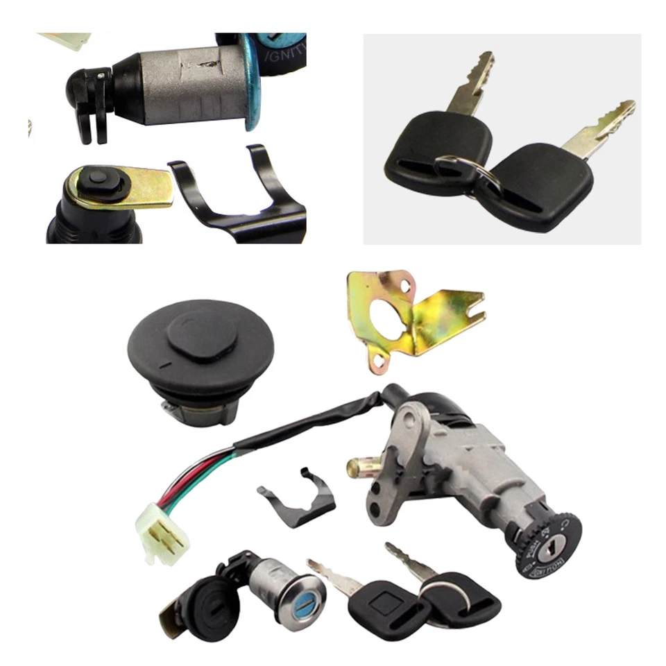 Juego de llaves de bloqueo de asiento interruptor de encendido de tapa de gas combustible para motocicleta modificado Universal4j Foto 2 de 4