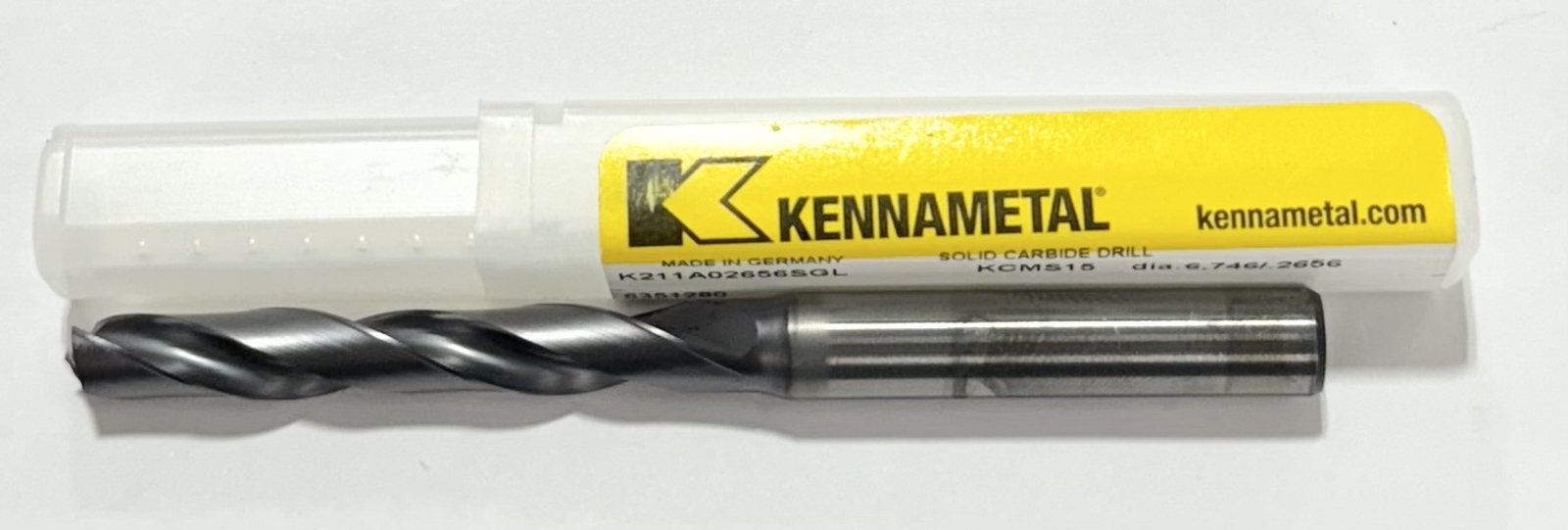 Kennametal 17/64" Solid Carbide Drill 5xD AlTiN Coated 2 Flute Coolant Thru