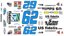 62 Brendan Gaughan US fidelity Chevy 2009 1/64th Scale Nascar Waterslide Decals