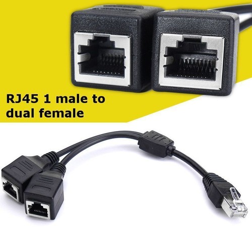 1 bis 2 Dual Ports RJ45 Y Verteiler Adapter Splitter LAN Netzwerk Kabel Doppler. - Afbeelding 3 van 10
