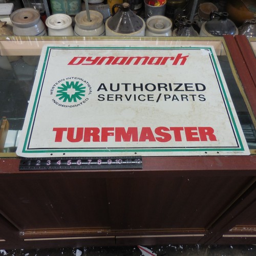 Dynamark Turfmaster Dealer Sign Authorized Service Parts Painted Metal 24 x 18"