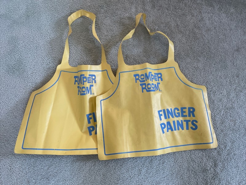 Lot Of 2 Vintage 1970’s Romper Room Finger Paints Aprons