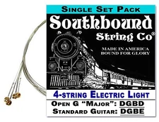 Cigar Box Guitar String Set: 4-string Electric Light Open G/D/Standard 