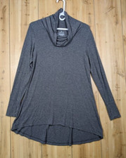 Cuddl Duds Softwear Modal Stretch Cowl Neck Tunic Gray Thumb Holes Size Medium