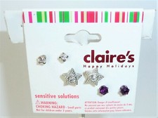 Claire's Earrings Pierced Happy Holidays LOT Stud LOT USA SELLER
