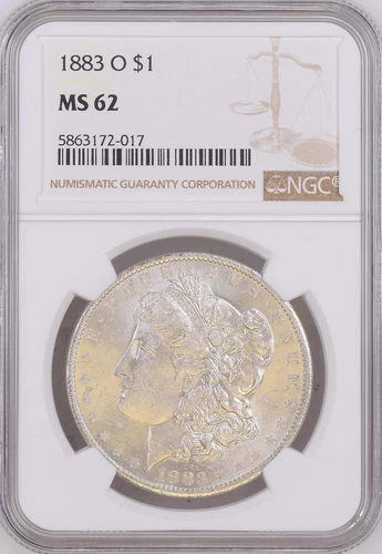 1883 O Morgan Silver $1 NGC MS 62 BX4-15