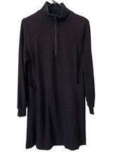 CAbi Quarter Zip Cuddle Dress Size Small Long Sleeve Mock Neck Black Casual 4215