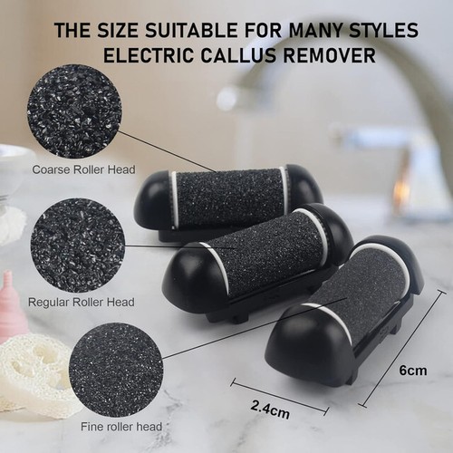 3 Roller Refill Replacement Heads for Electric Callus Remover Pedicure Foot File - Picture 3 of 6