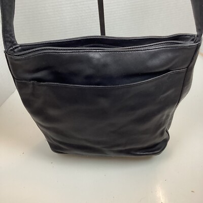 Womans Talbots Black Genuine Leather  Crossbody Handbag