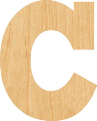 Lowercase Letter C Laser Cut Out Wood Shape Craft Supply - Woodcraft Cutout