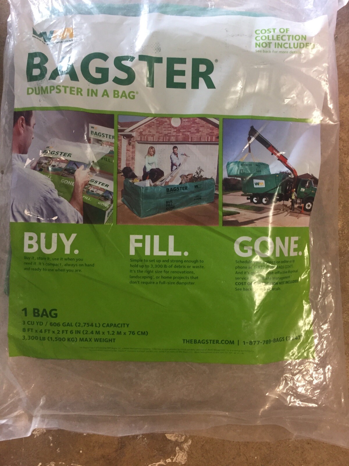 Waste management Bagster 3CUYD Dumpster in a Bag 895902002005 eBay