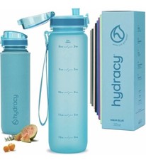 Hydracy Large Light Blue Water Bottle ( 1L ) With Sleeve