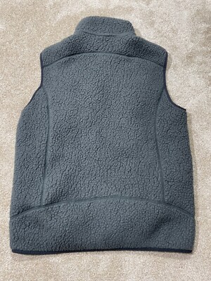 Patagonia Retro Pile Fleece Vest Mens Medium Gray Zip Pocket | eBay