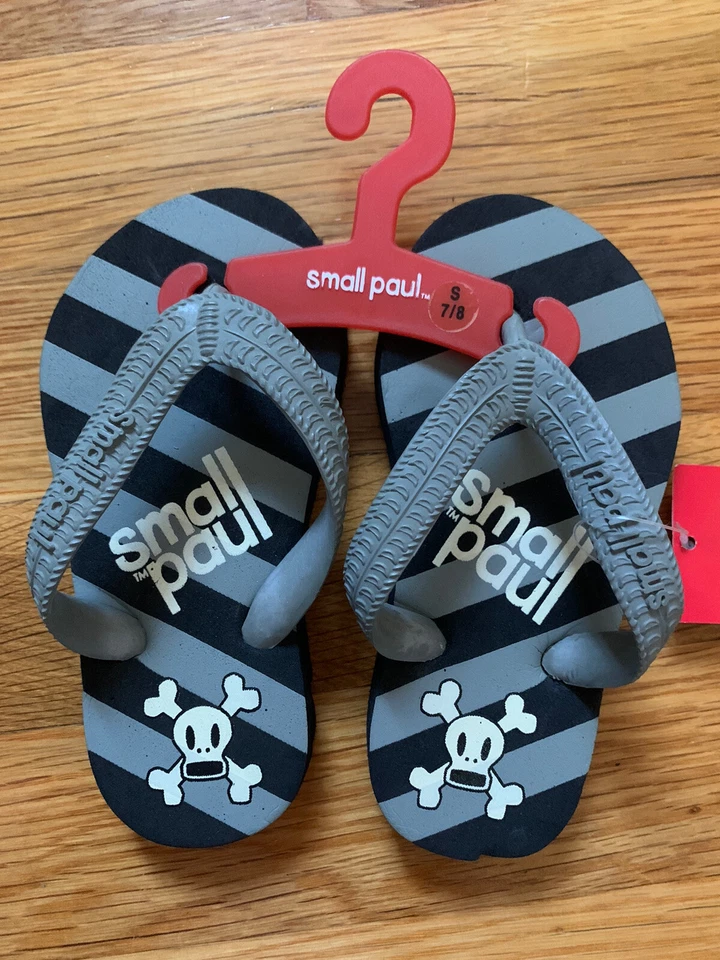 Sandalias Paul Frank Bebé Niño Pequeño Talla 7-8 Negro Gris Mono Chanclas Nuevas con Etiquetas Foto 2 de 4