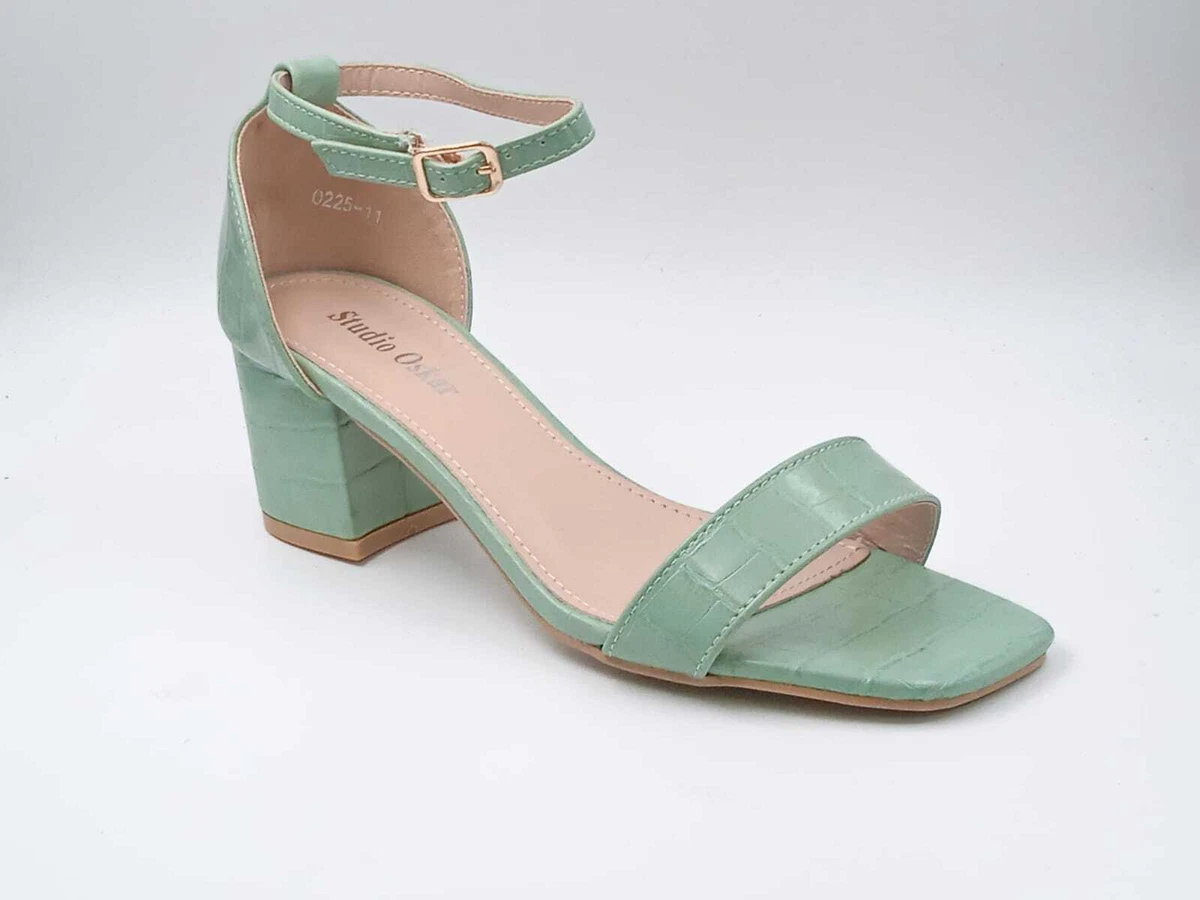 Block heel sandals Oskar 0225-11 croco lime green color NEW | eBay