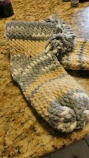 OOAK hand knit slipper socks