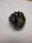 Vintage 60's large smoky quarts ring set in silver 7