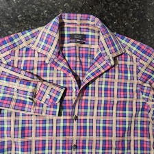 Eton Contemporary Fit Plaid Long Sleeve Button Up Dress Work Shirt Mens 15 38