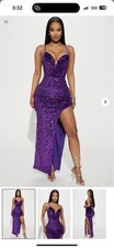 Fashion Nova Purple Sequin Evening Gown