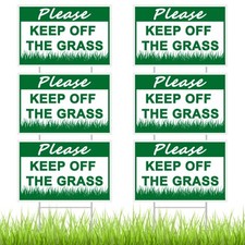 6 Pcs Keep Off Grass Sign with Stake Do Not Walk On Grass Signs for Yard