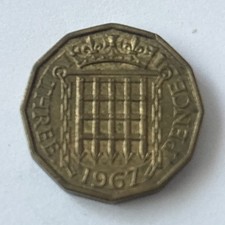 1967 3 Pence Coin.
