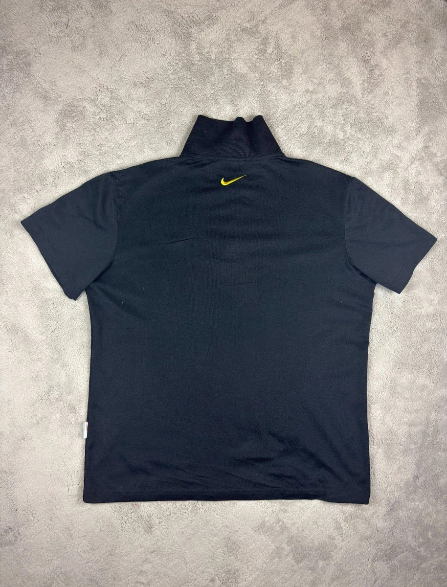 Nike Polo Vintage Negro Talla XL | Logo Nike Amarillo Delante y Detrás Original