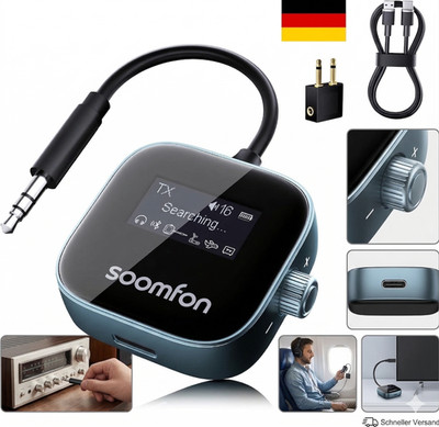 SOOMFON 2-in-1 Bluetooth 5.3 Sender Empfänger Klinke, Bluetooth Adapter Flugzeug