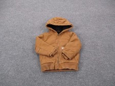 Carhartt Jacket Boys 4T Brown Canvas Heavy Duty Coat Workwear Outdoors 0J8552-B