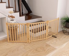 Freestanding Wooden Pet Gate Foldable Puppy Fence Dog Gate Doorway 3/4 Panels