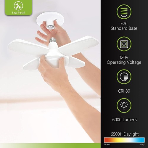 Pinegreen Lighting LED Light Bulb 350W Equivalent 4-Panel Foldable E26 - Picture 4 of 8